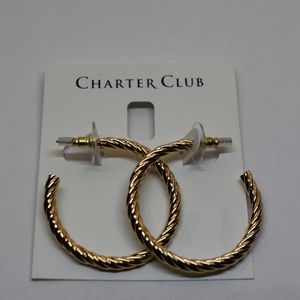 Charter Club Gold Tone Twist Hoop Earrings